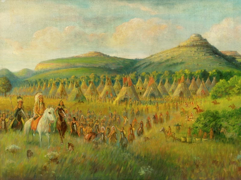 1867-Carl Ludwig Boeckmann - Indiani che vanno alla battaglia di Killdeer Mountain